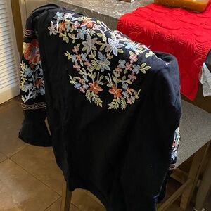 Embroidered Floral Black Jacket